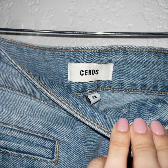 Ceros Light Wash Blue High‎ Rise Coin Pocket Flare Denim Jeans Size 28 - Picture 6 of 9